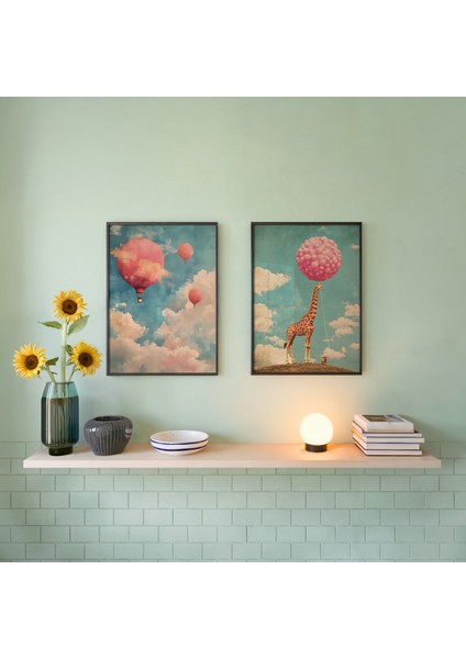 Ahşap Çerçeveli 2'li Poster Tablo Seti | Modern Stil Minimal Duvar Dekoru