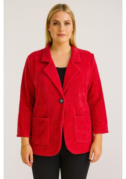 Kadife Italyan Kesim Blazer Kırmızı Kadın Ceket | Standart Beden (48’e Uyumlu) modelleri
