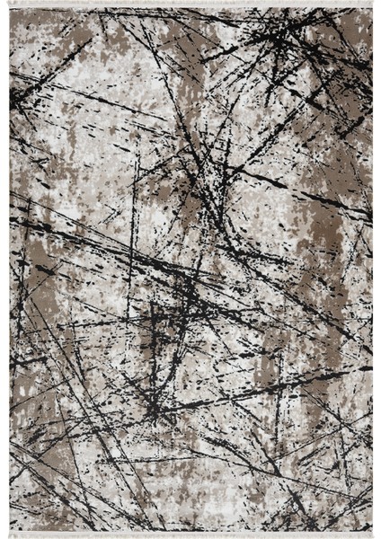 Roma Bej Siyah Halı Akrilik Halı Yumuşak Dokulu Salon Oturma Odası Yatak Odası Halısı 413