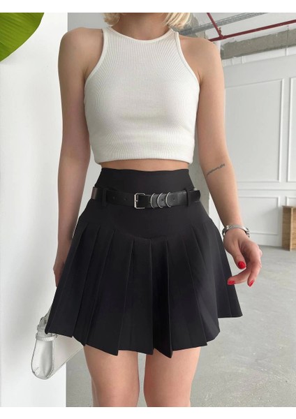 Kemerli Pikseli Şort Etek
