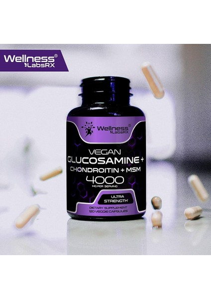 Wellnees Labs Glucosamine (Glukozamin) + Chondroitin + Msm 4000MG – 120 Capsules