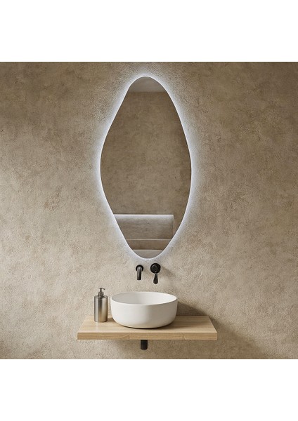 Solara LED Ayna – Organik Oval Form Duvar Aynası