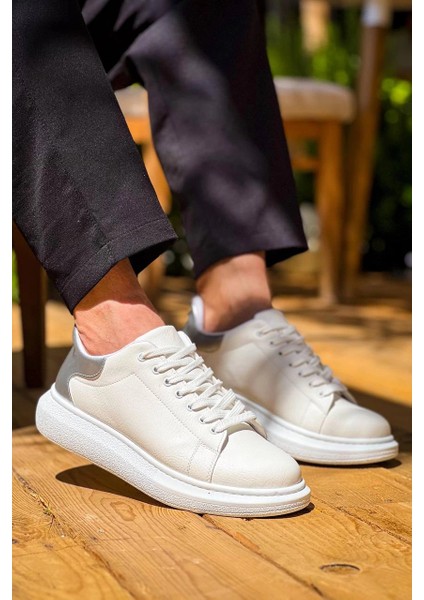 KB-X500 Kuback Beyaz Gümüş Yüksek Taban Bağcıklı Günlük Erkek Ayakkabı fiyatları