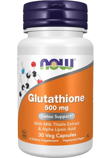 Glutathione 500 Mg With Milk Thistle Extract & Alpha Lipoic Acid Detox Free Radical Neutralizer 30 Veg Caps