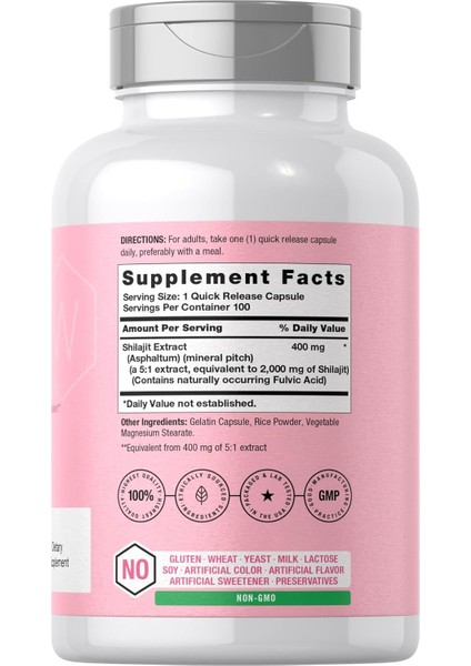 Shilajit For Women 5:1 Extract 100 Capsules 2000MG fiyatları