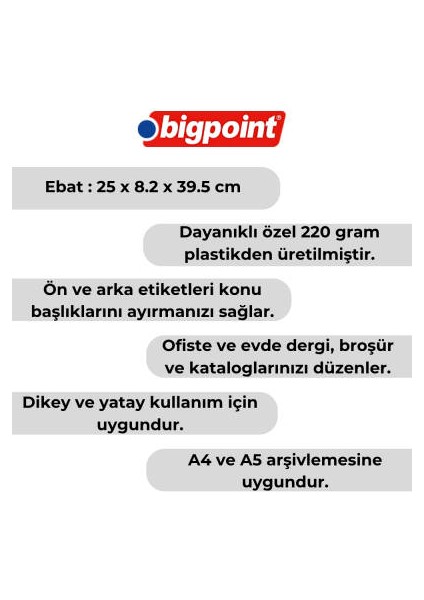 Plastik Kutu Klasör, 10 Adet, Dikey - Yatay, A4 - A5, Beyaz modelleri