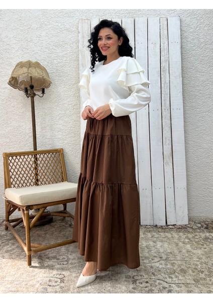 Kahverengi Poplin Kat Kat Etek