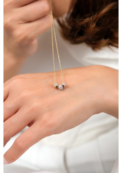 Asil 14 Ayar Taşlı Mini Toplu altın kolye KLY3968 fırsatları