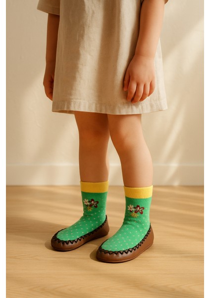 Çocuk Makosen Soket Çorap Patik Panduf – Kaydırmaz Ev & Anaokulu Ayakkabısı Yeşil fiyatları