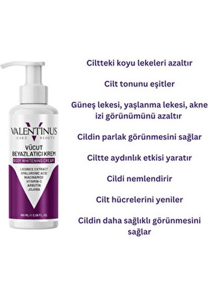 Vücut Beyazlatıcı Krem Dengeleyici Etkiyle 100 ml Cilt Tonunu Eşitleme modelleri