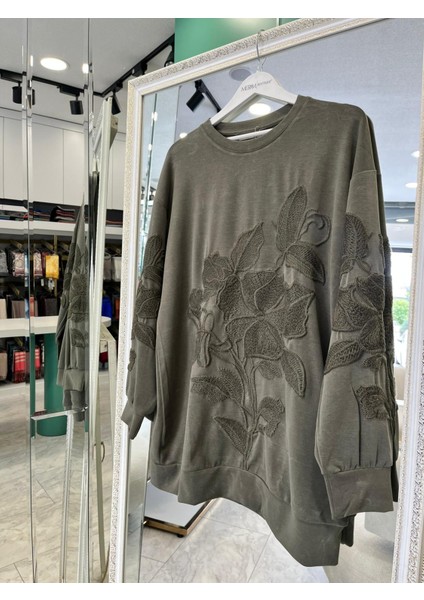 Adn Işlemeli Sweat Örme Cupra - Haki - 3