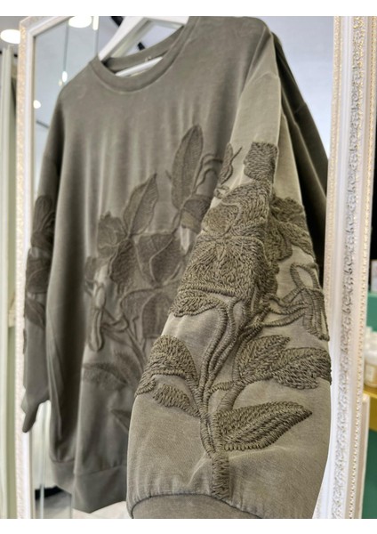 Adn Işlemeli Sweat Örme Cupra - Haki - 3 modelleri