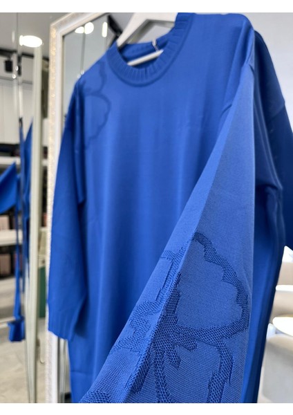 Adn Ince Triko Çiçekli Tunik - Mavi - 1 fiyatları