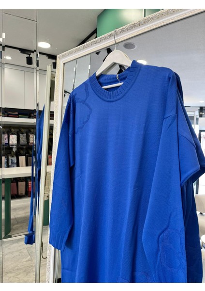 Adn Ince Triko Çiçekli Tunik - Mavi - 1 indirimleri