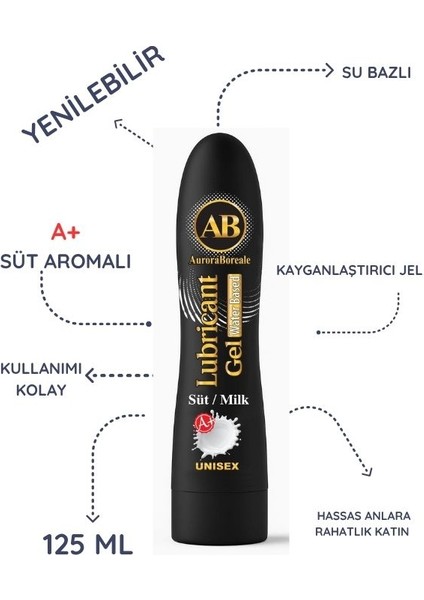 Auroraboreale A B 125 ml Yenilebilir A+Süt Aromalı Yenilebilir Kayganlaştırıcı Jel Q Reflective 6'lı Kondom Set QWP9C99UJ776 modelleri