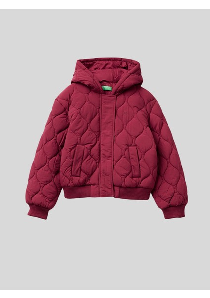 Kız Çocuk Kapüşonlu Kapitone Mont 6-14 Yaş Bordo