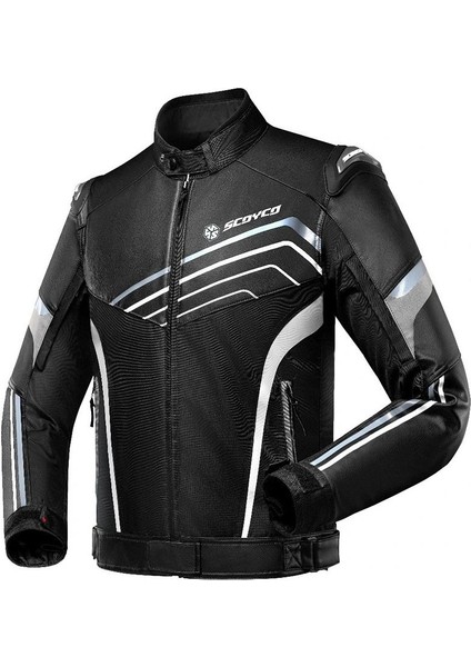 JK153 Siyah Gri Korumalı Motosiklet Mont