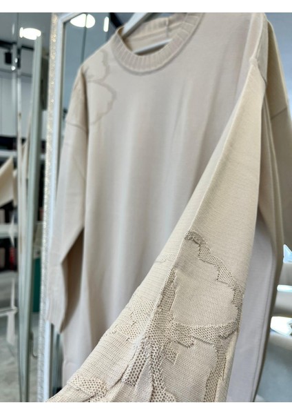 Adn Ince Triko Çiçekli Tunik - Taş - 2 modelleri