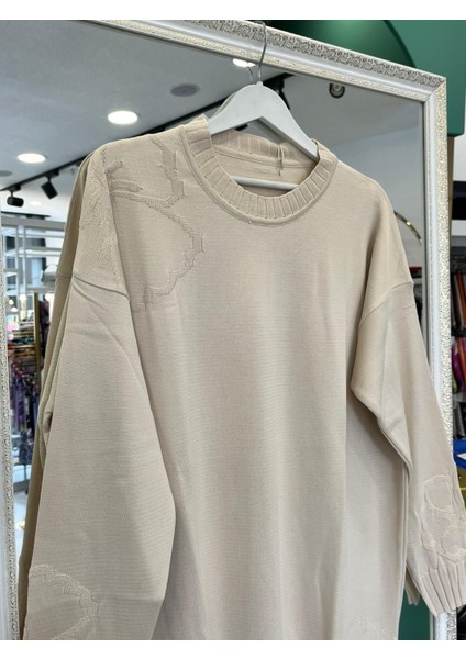 Adn Ince Triko Çiçekli Tunik - Taş - 2 fırsatları