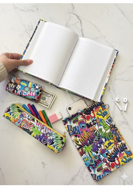 Atakids Lizy Desenli Defter, Kalemlik, Cüzdan ve Çok Amaçlı El Çantası Seti (Defter: 168 Yp, 14*20) fiyatları