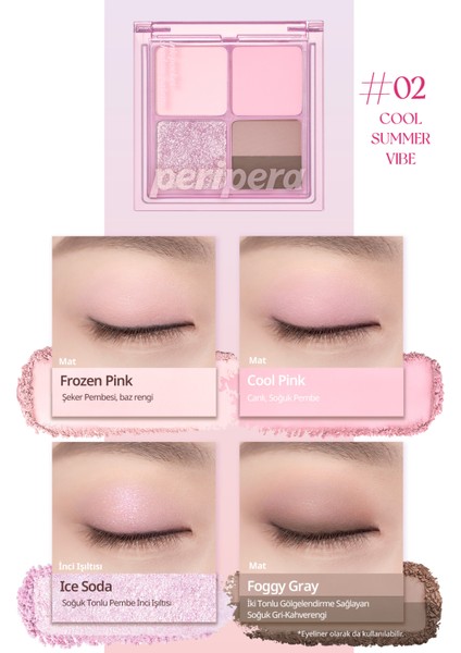 Mat, Parıltılı Tonlarda 5'li Far Paleti PERIPERA Ink Pocket Shadow Palette (02 Cool Summer Vibe)