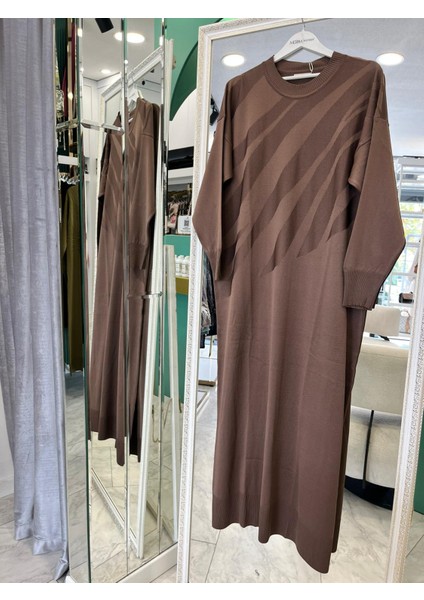 Adn Ince Triko Verev Elbise - Kahverengi - 2