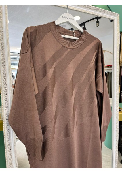 Adn Ince Triko Verev Elbise - Kahverengi - 2 modelleri
