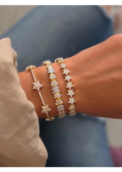 Yıldız Su Yolu 14K Altın Kaplama Çelik Bileklik