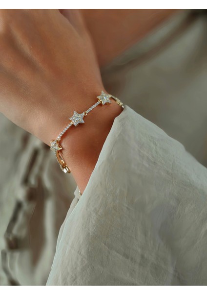 Yıldız Su Yolu 14K Altın Kaplama Çelik Bileklik modelleri