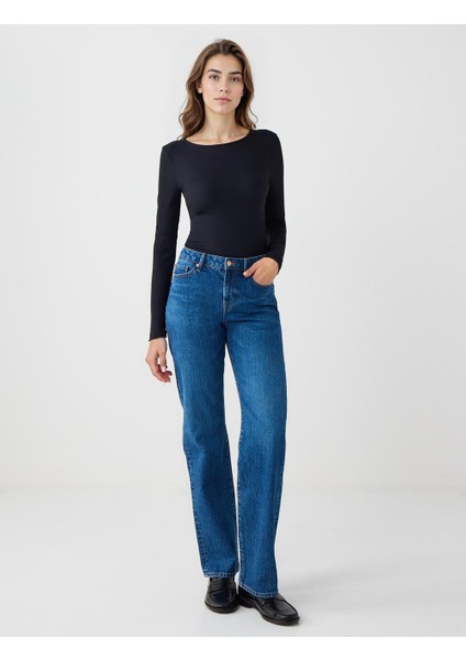 Mid Rodeo Normal Paça Yüksek Bel Denim Pantolon