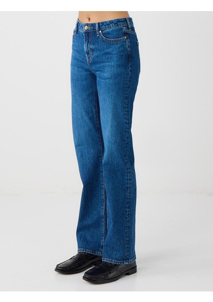Mid Rodeo Normal Paça Yüksek Bel Denim Pantolon fırsatları