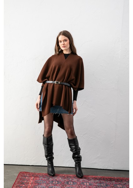 Kadın Kemerli Triko Panço / Pelerin – Şık ve Rahat Panço, Triko Panço modelleri