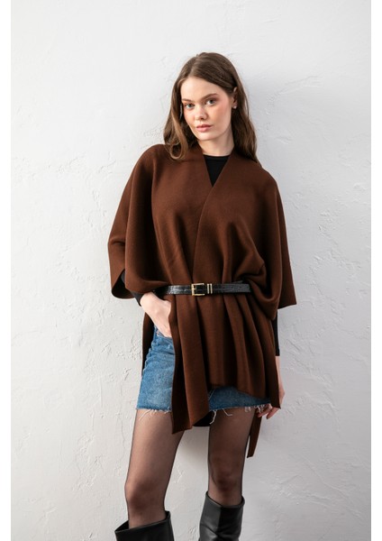 Kadın Kemerli Triko Panço / Pelerin – Şık ve Rahat Panço, Triko Panço indirimleri