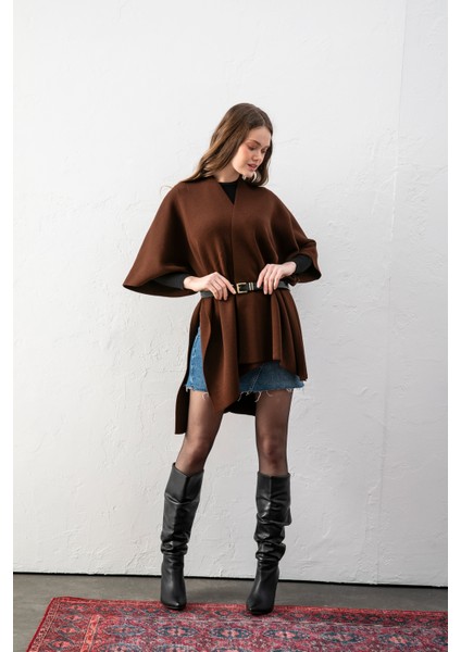 Kadın Kemerli Triko Panço / Pelerin – Şık ve Rahat Panço, Triko Panço