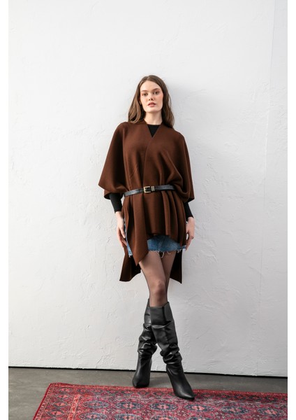 Kadın Kemerli Triko Panço / Pelerin – Şık ve Rahat Panço, Triko Panço