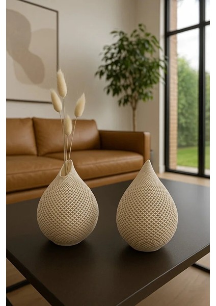 Ikili Dekoratif Damla Vazo Seti