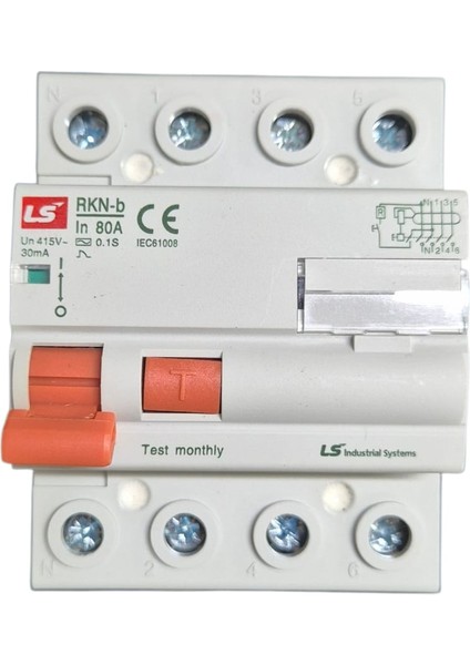 4X80 Amper 30MA Kaçak Akım Rölesi