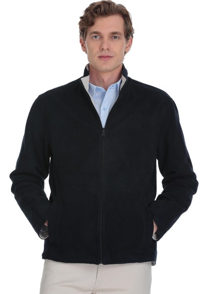 Lacivert Regular Fit Yarım Balıkçı Yaka Baharlık Mont