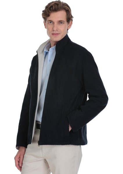 Lacivert Regular Fit Yarım Balıkçı Yaka Baharlık Mont