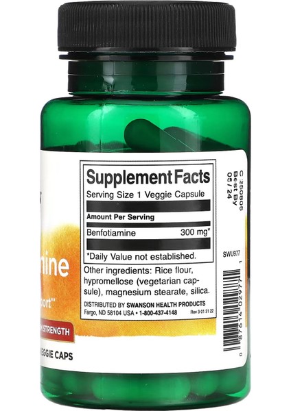 , Benfotiamine, Maximum Strength, 300 Mg, 60 Vegetarian Caps fiyatları