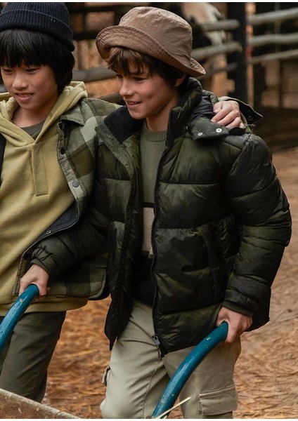 Erkek Çocuk Dolgulu Mont 10-16 Yaş Yeşil