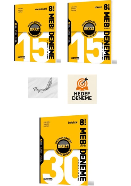 Hız 8.sınıf Meb Uyumlu 15LI Fen Bilimleri Türkçe 30LU Ingilizce Deneme Hedef Deneme