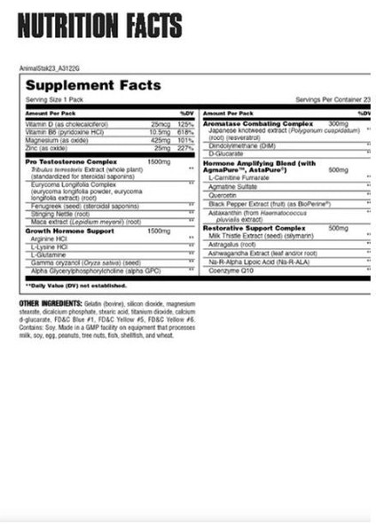 Universal Animal Stak 21 Paket Usa Versiyon fiyatları