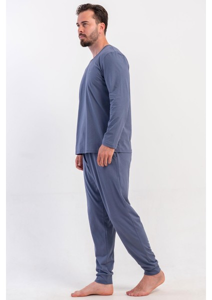 Erkek Füme Uzun Kollu Bisiklet Yaka Penye Pijama Takımı C8T5N0405 modelleri
