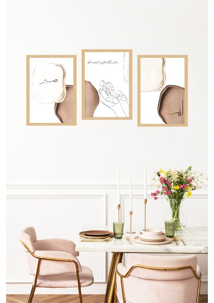 🖼️ Sabır - Dua - Tevekkül Temalı 3'lü Çerçeve Görünümlü Tablo Seti 🌟 CRVS1080 13 x 17 fırsatları