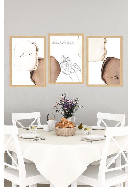 🖼️ Sabır - Dua - Tevekkül Temalı 3'lü Çerçeve Görünümlü Tablo Seti 🌟 CRVS1080 13 x 17 indirimleri