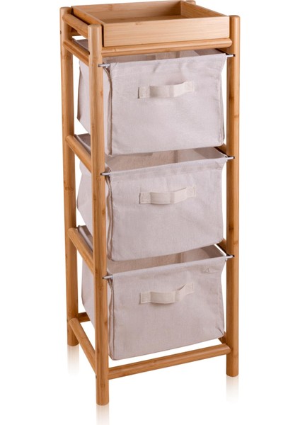 Bambu 3 Bez Çekmeceli Düzenleyici Dolap Raf 90x35x30 cm