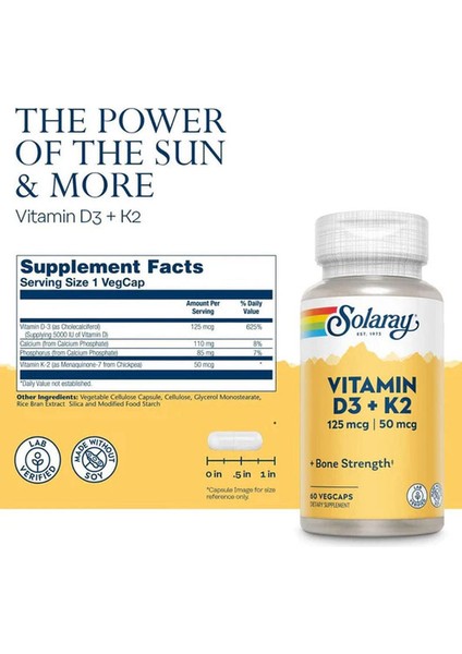 Vitamin D3 + K2 Vitamin 60 Veg Caps