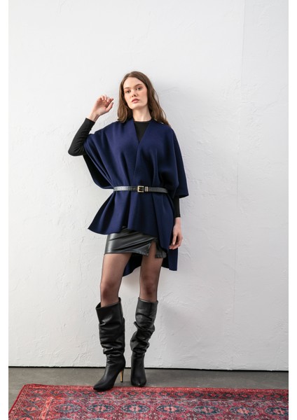 Kadın Kemerli Triko Panço / Pelerin – Şık ve Rahat Panço, Triko Panço