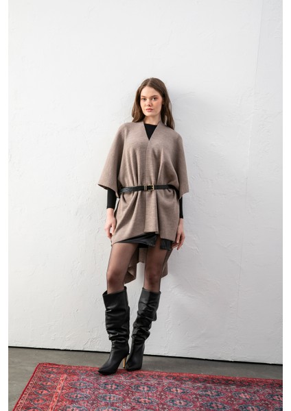 Kadın Kemerli Triko Panço / Pelerin – Şık ve Rahat Panço, Triko Panço modelleri